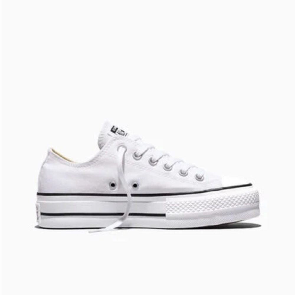 White platform Converse low tops